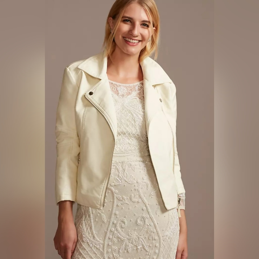 Off White 'Happily Ever After' Women's Leather Jacket - Picture 2 of 6